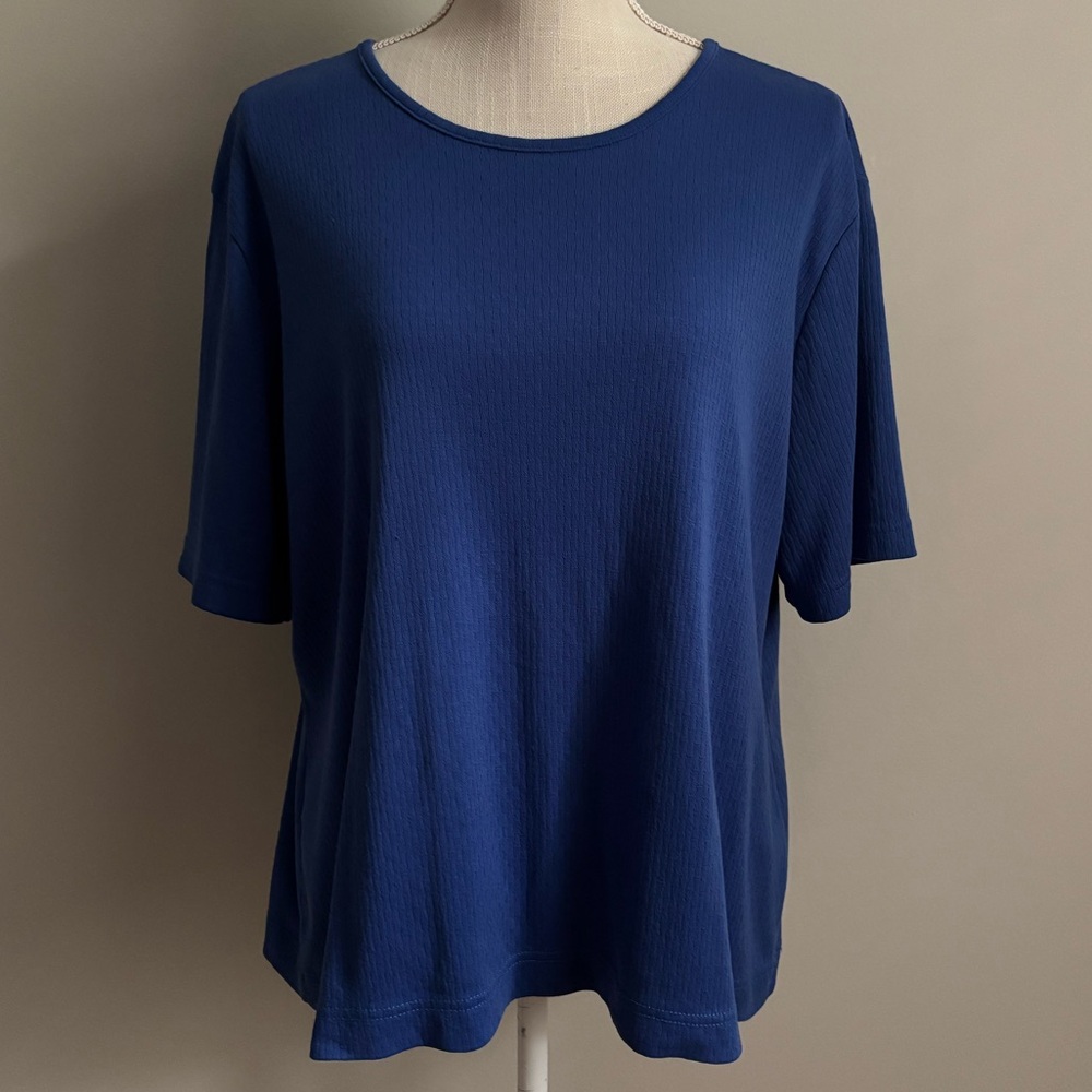 Textured Vintage Short Sleeve Tee Shirt Blue